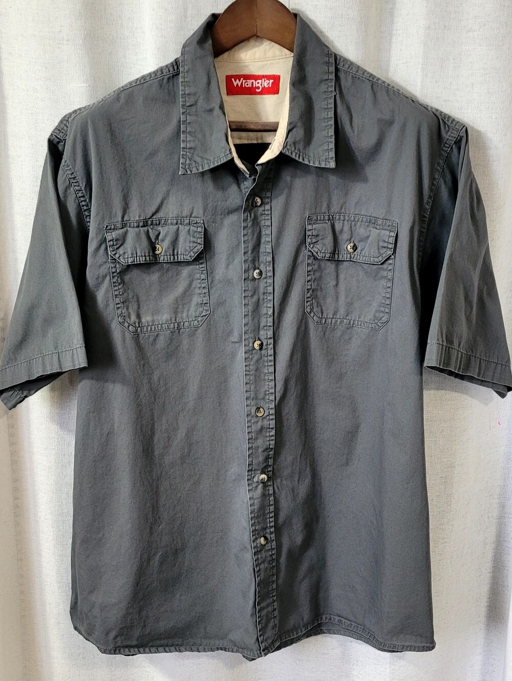 Wrangler Men's 2XL Short Sleeve Button Down Utility Work Shirt - Gray